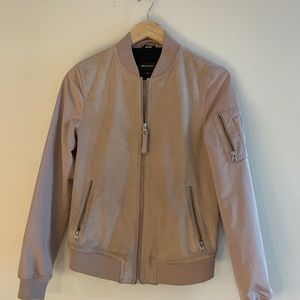 Mackage Vimka bomber suede jacket muted pink XS